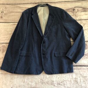 Mr Turk Blazer Mens 48 Blue Plaid Velveteen Suit Sports Coat Smoking Jacket